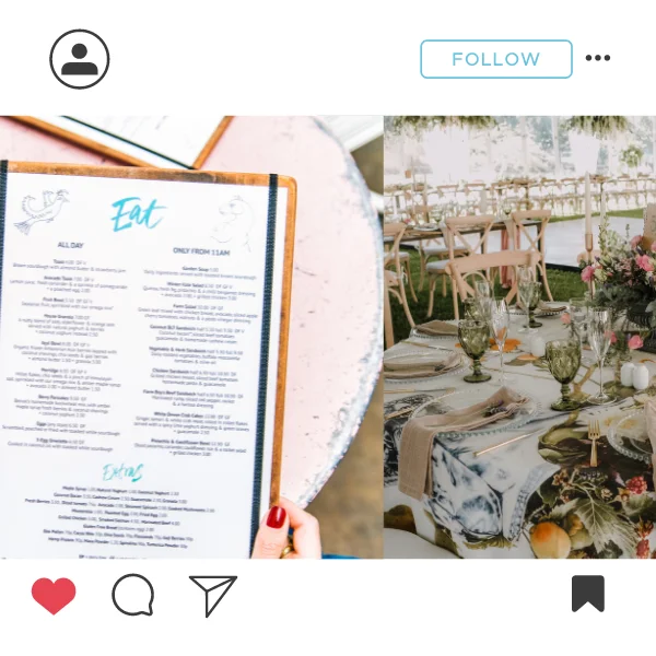 An image showing a restaurant's social media channels promoting menu items and events.