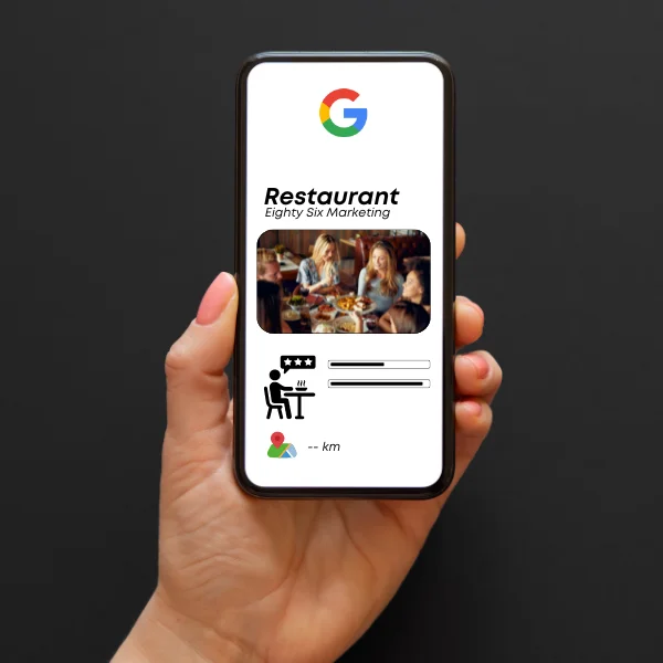 An image showing a restaurant's Google Business Profile with local search results.