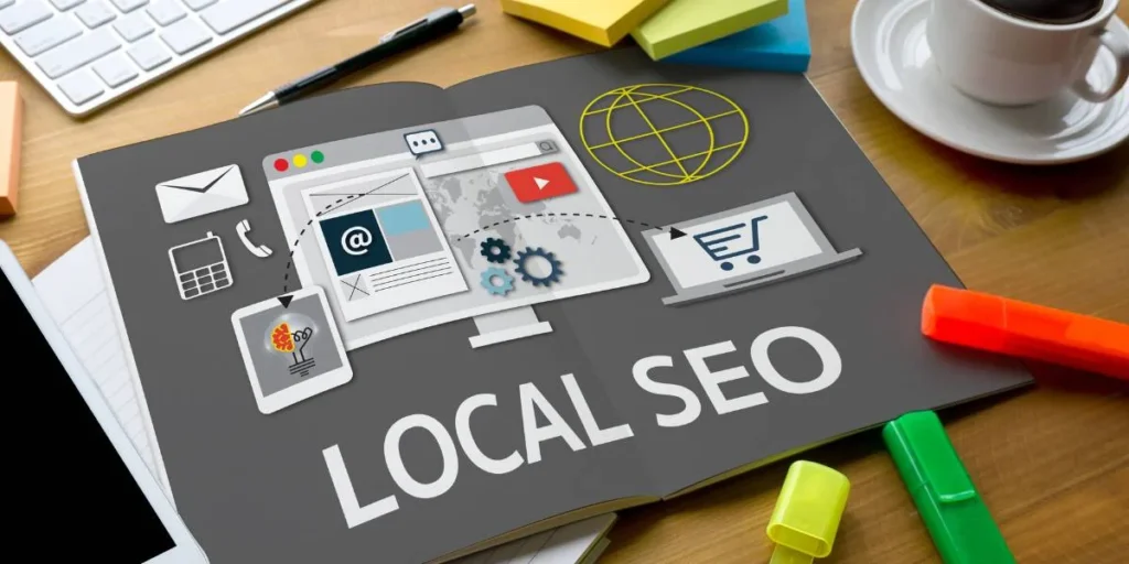 Local SEO strategies, showcasing digital marketing techniques for businesses to enhance online visibility.